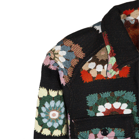 Sunflower Flora Cpo Shirt Black Floral 4082 Degli Uberti